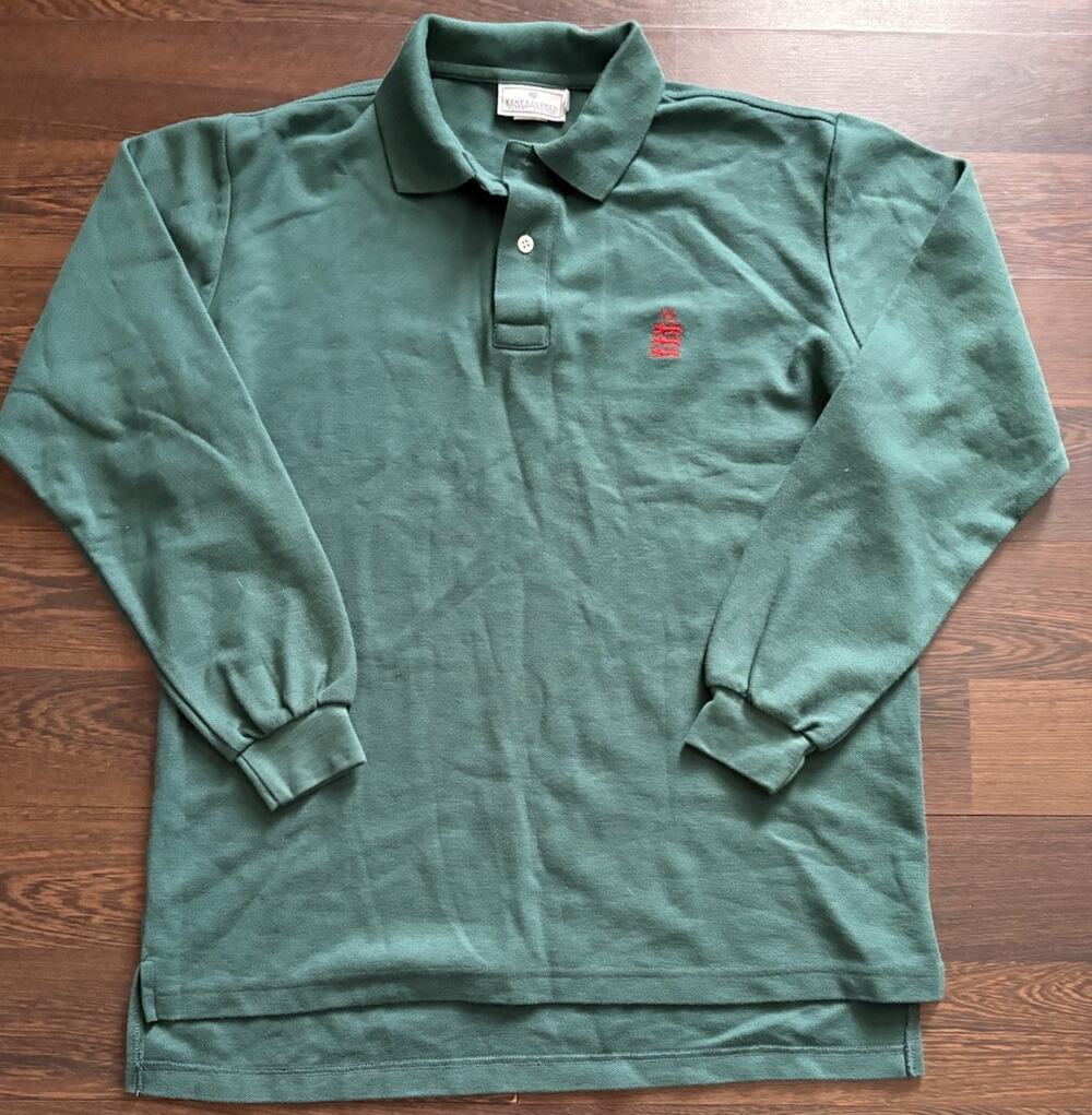 Vintage Kent & Curwen Long Sleeve Polo M Green Three Lions